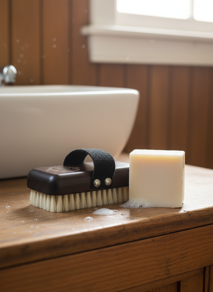 Body Brush Angled Right with Soap