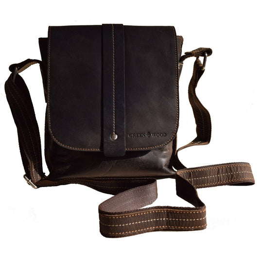 Unisex Mini Messenger Bag Henrik - Genuine Leather: Brown