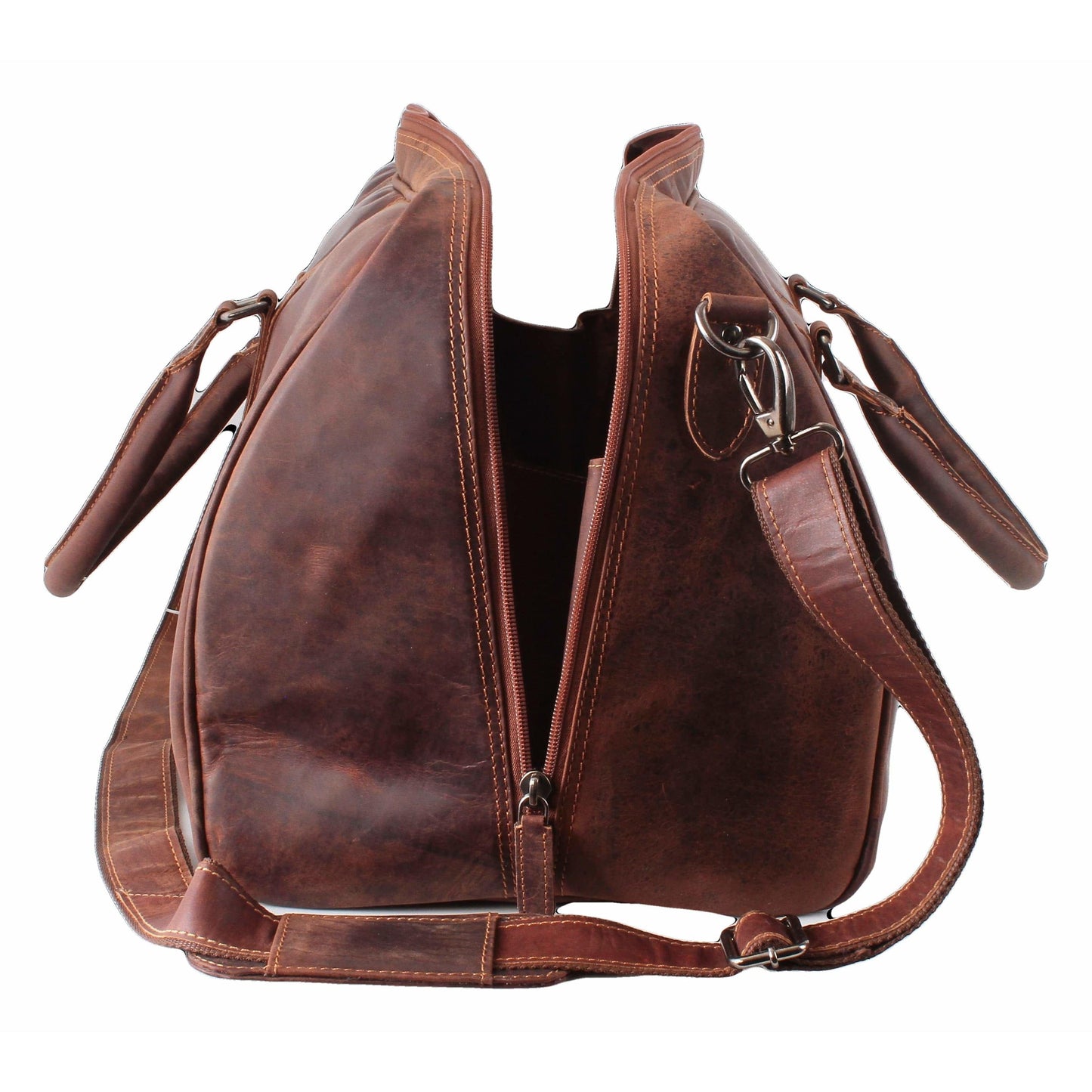 Leather Overnight Travel Bag Victoria GW12795: Brown