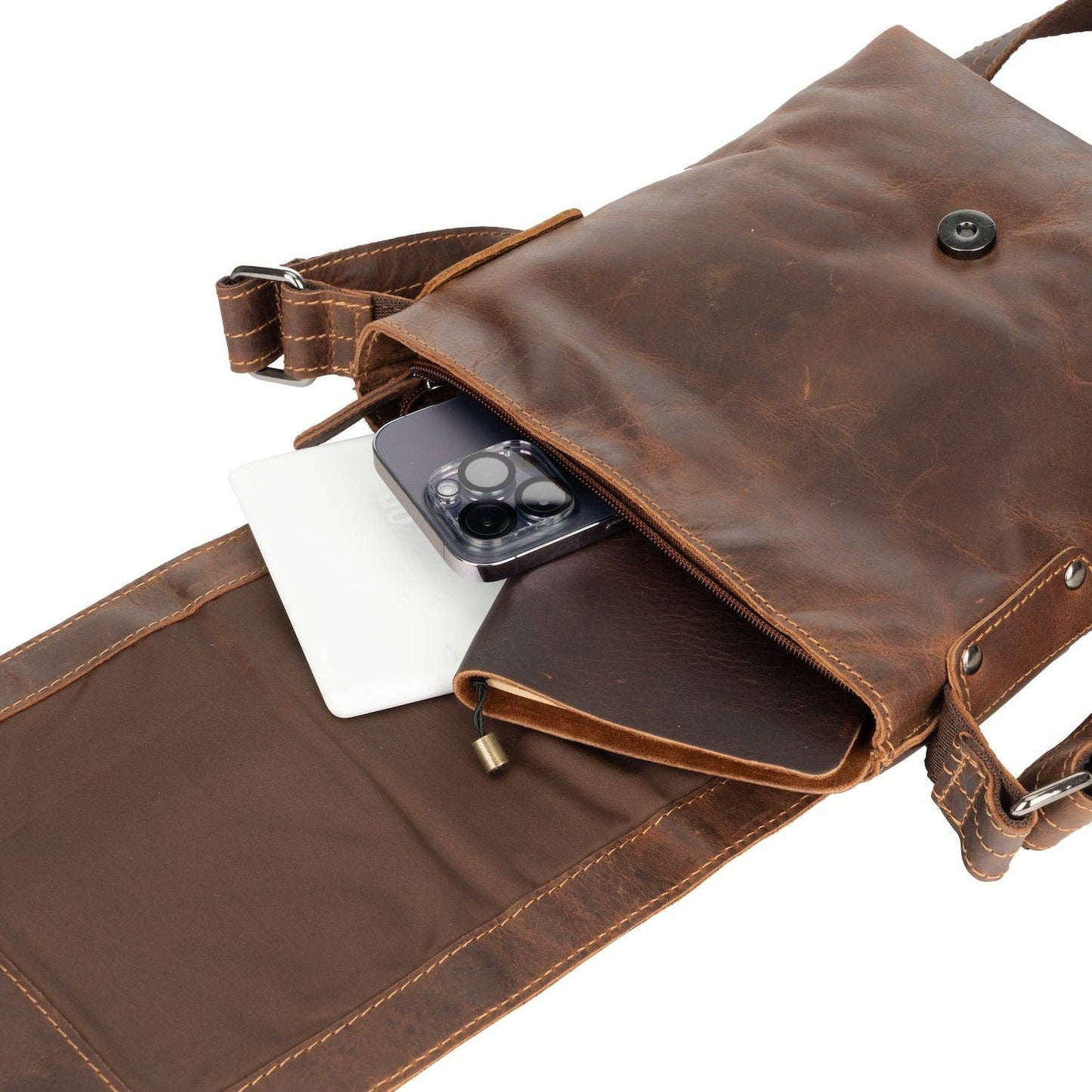 Unisex Mini Messenger Bag Henrik - Genuine Leather: Brown