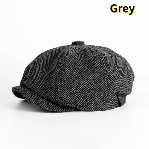 Peaky Blinders Hat Newsboy Flat Cap Herringbone Baker Boy: Gray