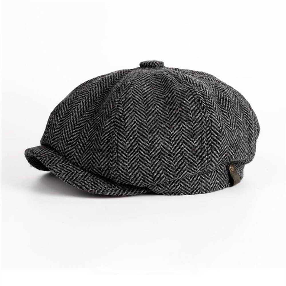 Peaky Blinders Hat Newsboy Flat Cap Herringbone Baker Boy: Gray