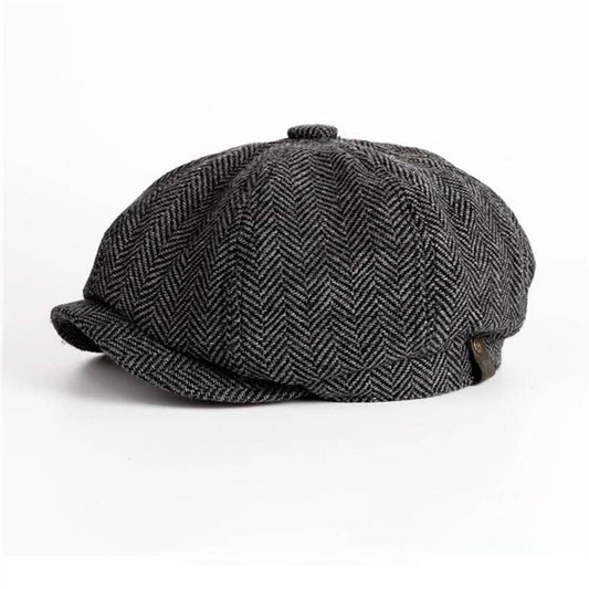 Peaky Blinders Hat Newsboy Flat Cap Herringbone Baker Boy: Gray