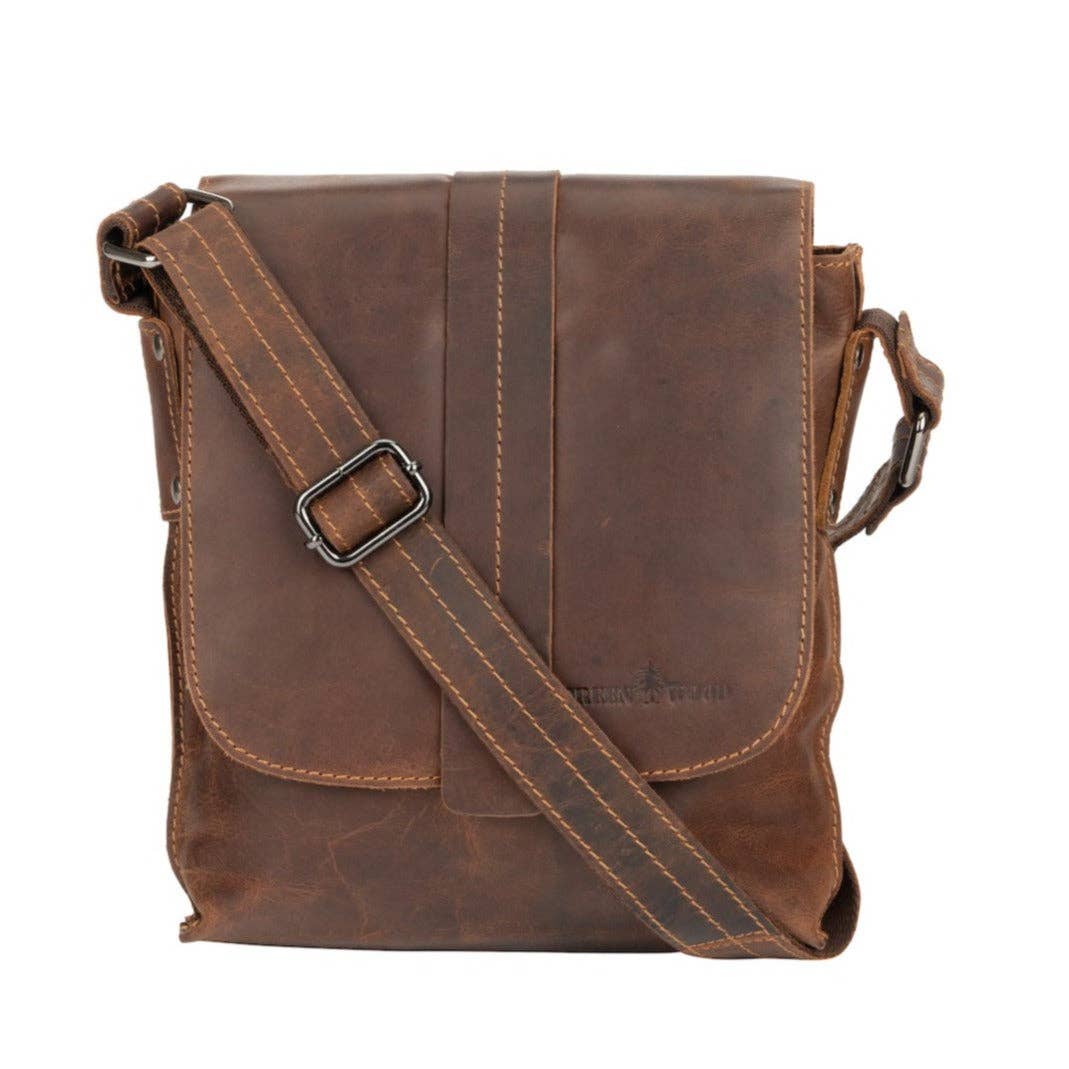 Unisex Mini Messenger Bag Henrik - Genuine Leather: Brown