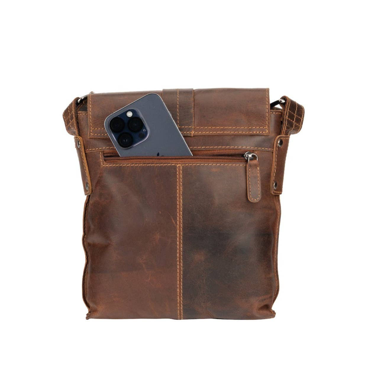Unisex Mini Messenger Bag Henrik - Genuine Leather: Brown
