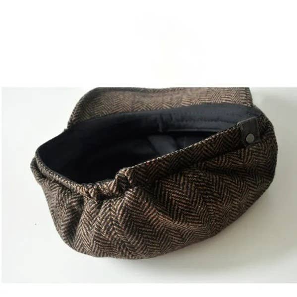 Peaky Blinders Hat Newsboy Flat Cap Herringbone Baker Boy: Gray