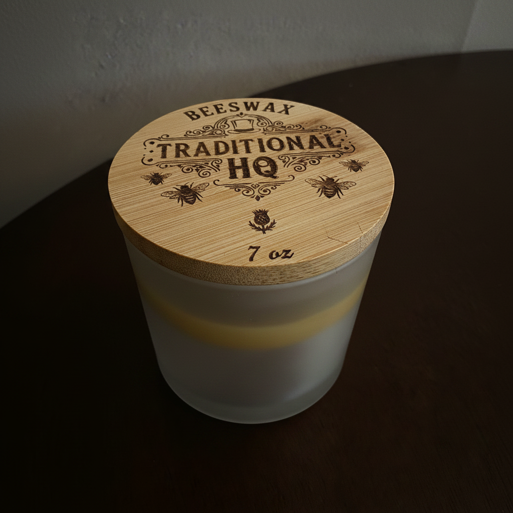 Beeswax Candle Lid Close-Up