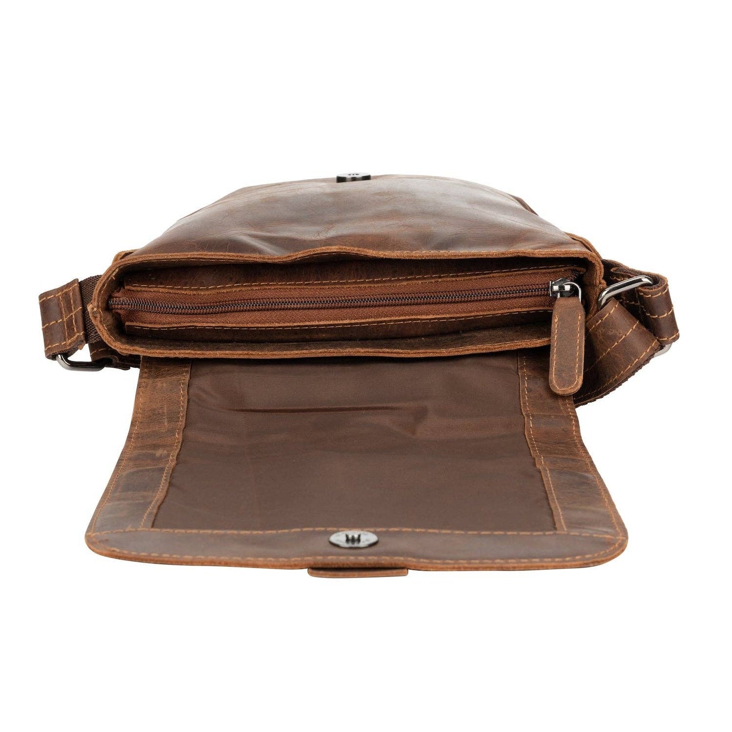 Unisex Mini Messenger Bag Henrik - Genuine Leather: Brown