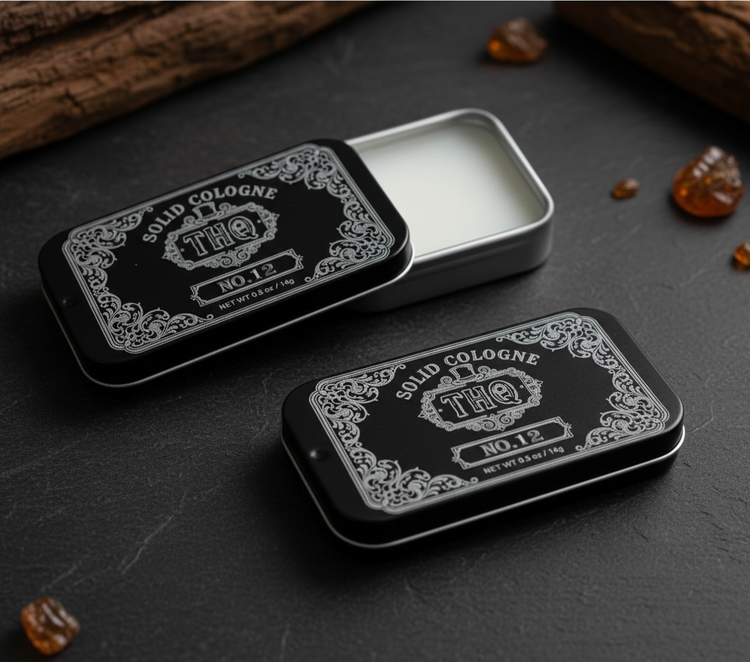 NO.12 Solid Cologne - 0.5oz | Laser-Engraved Tin | TSA-Friendly | Canadian Made